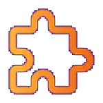 An orange puzzle piece outline with rounded corners and a gradient effect, symbolizing Medical AI innovation, set against a transparent background.
