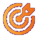 An orange bullseye target with three concentric circles and a dart hitting the center, symbolizing precision in analytics.