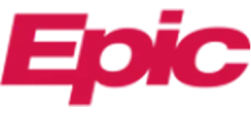 Red Epic logo in bold, italicized letters on a transparent background, representing care and innovation in healthcare analytics.